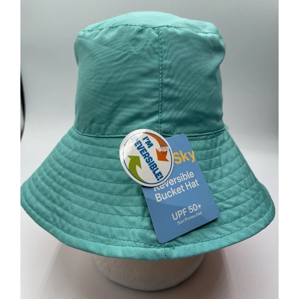 Sun & Sky Reversible Bucket Hat Cap Blue TURQUIOS‎ & ORANGE Youth Kids 4-7 Boys